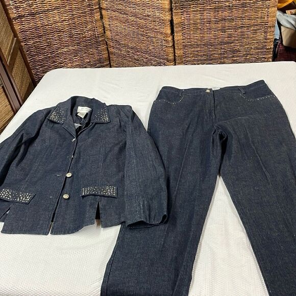 NWT 2 piece Da-Rue for Draper’s & Damon’s Denim pants & jacket Size 14 - Picture 1 of 14